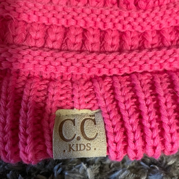 Little Girl’s CC Kids Pink Thick Chunky Crochet Beanie Cap One Size - Picture 2 of 6
